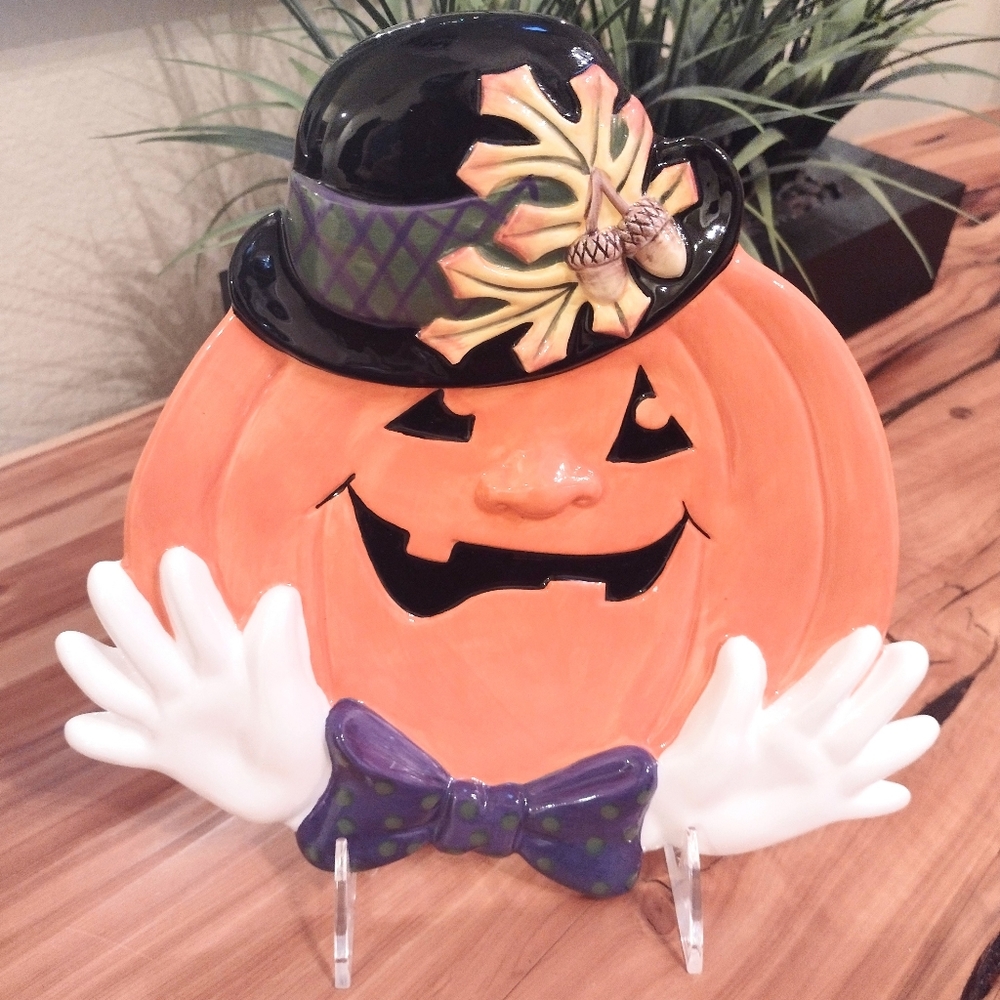 RARE Fitz & Floyd Jack-o'-Lantern Plate Decor